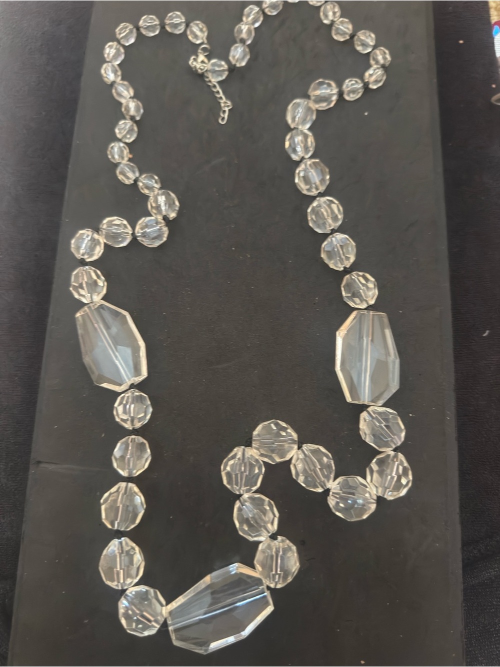 Clear Faceted Bead Long Necklace - Unbranded